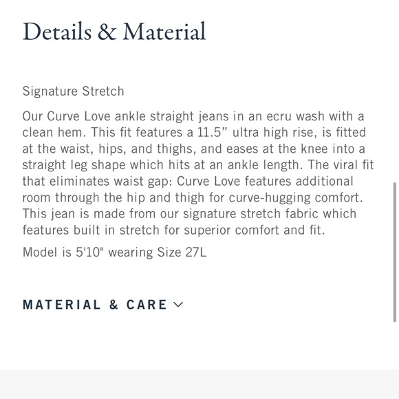 Abercrombie & Fitch - Curve Love Ultra High Rise Ankle Straight Jean - Cream - Picture 7 of 8